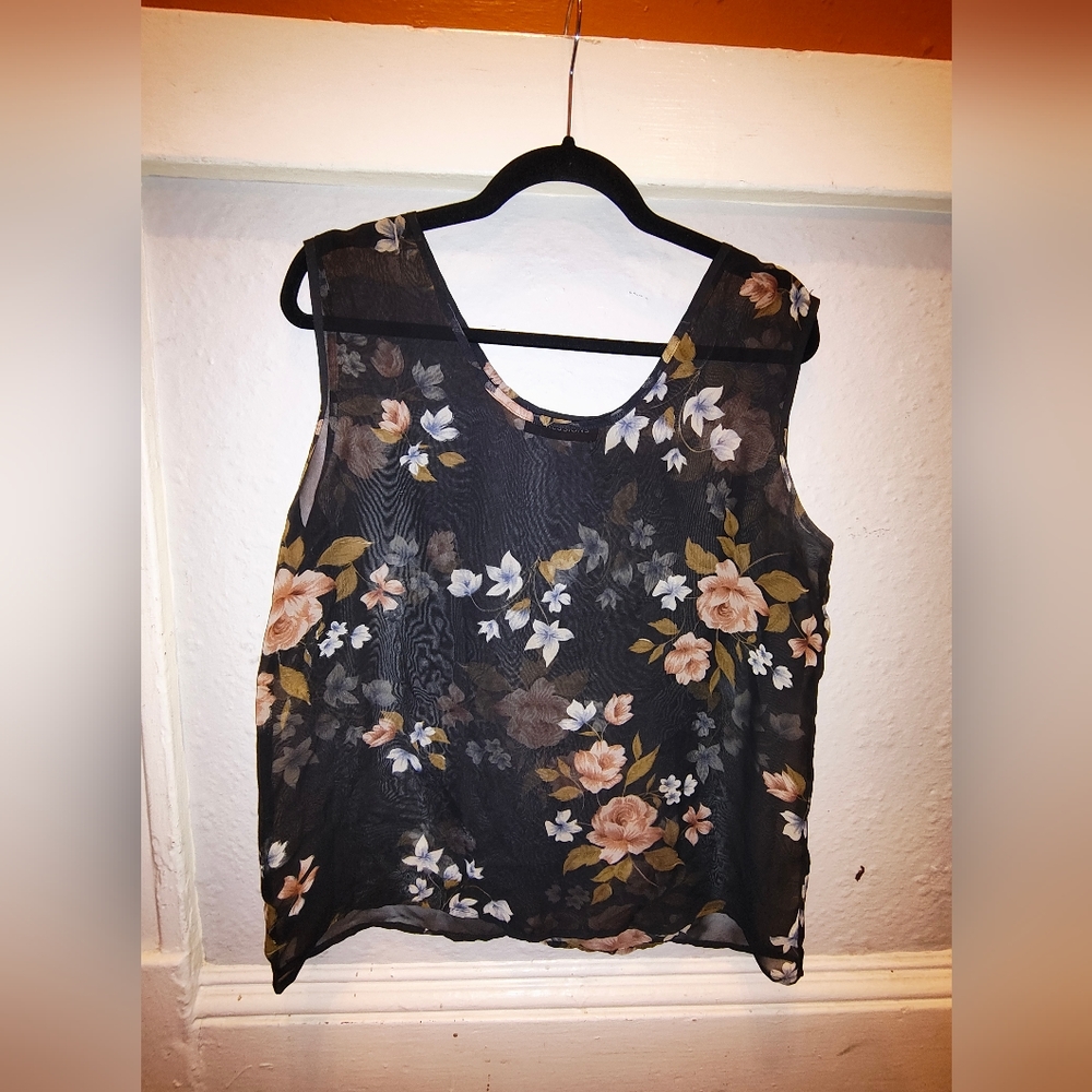 Sheer Floral Tank Top